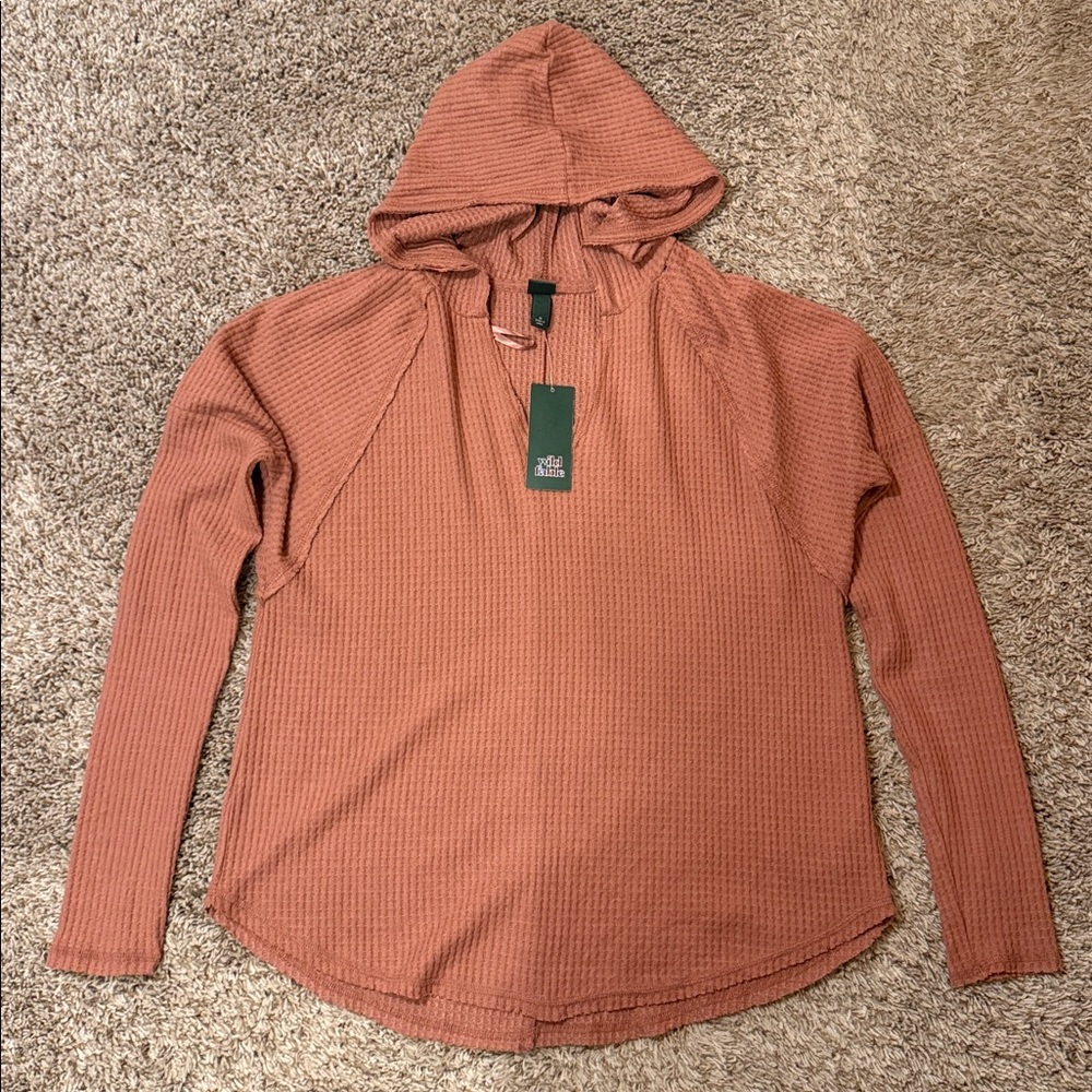 Wild Fable Waffle Knit Hooded Pullover Long Sleeve Top